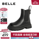 百丽（Belle）厚底烟筒靴女英伦风切尔西靴X2G2DDD3 黑色-毛里 40 (250mm)