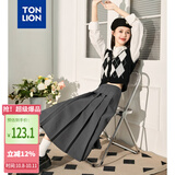 唐狮（TonLion）秋冬季女净色中长百褶裙时尚百搭学院风减龄简约舒适长裙