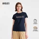 AIGLE艾高轻奢短袖T恤春夏户外休闲运动舒适圆领套头女士上衣 深海军蓝 BC511 36(160/84A)