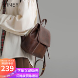 viney牛皮双肩包女复古学生高中初中书包轻便旅游旅行背包生日礼物女友
