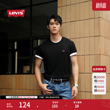 Levi's李维斯情侣同款美式复古简约休闲时尚宽松LOGO印花短袖T恤 黑色 002U3-0001 S