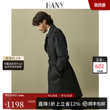 汉尼（HANY）德式战壕风衣男外套男士英伦风切尔西军大衣黑色大衣长款老钱 特洛斯黑 【长款】 M (48) 【建议130-150斤】