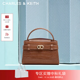 CHARLES&KEITH鳄鱼纹凯莉包手提斜挎婚包包女包生日礼物送女友CK2-50270880-1 Chocolate Croco巧克力鳄鱼纹色（新色） S