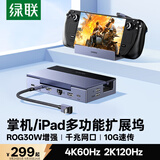绿联适用steamdeck/oled/ROG扩展坞xboxallyx掌机拓展坞LegionGo手机/平板扩展坞4K60Hz转换10G扩展坞