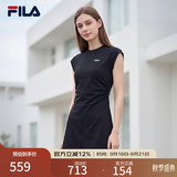 斐乐 斐乐官方女装针织连衣裙2025夏季新款时尚休闲无袖收腰裙子 正黑色-BK L 170/88A/L