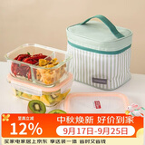 乐扣乐扣（LOCK&LOCK）耐热玻璃保鲜盒微波炉饭盒上班学生便当盒分隔餐盒配便当包两件套