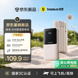 倍思【国标3c认证可上飞机】20000毫安自带线充电宝30W快充移动电源2026新款适用于苹果18华为小米手机