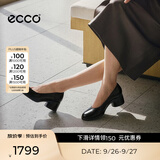 爱步（ECCO）单鞋女 一脚蹬轻奢高跟粗跟包头牛皮高跟鞋 雕塑奢华系列222493 黑色22249301001 （批次随机发货） 38