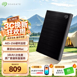 希捷（SEAGATE）移动硬盘 1TB 加密 USB3.0高速 希捷铭2.5英寸 黑 机械硬盘 便携办公学习保护隐私 数据恢复服务