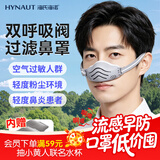海氏海诺鼻用空气过滤器 猪鼻子鼻罩成人口罩 防花粉过敏雾霾防粉尘灰色