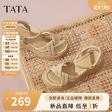 他她（TATA）黄圣依同款璀璨星空厚底凉鞋女沙滩鞋子新款 杏色 (凉鞋款） 37