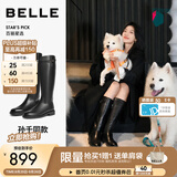 百丽（Belle）早春晴朗尚之桃孙千同款双子星骑士高筒靴新款女显瘦靴子B9V1预售 经典版-黑色 【早春晴朗尚之桃孙千同款】 37 (235mm)