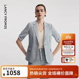 朗姿【Basic衣橱】朗姿25气质西装春季时尚高智风修身职业西服外套女 浅雾霾蓝色2 L