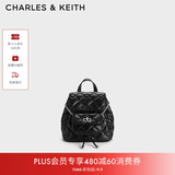 CHARLES&KEITH菱格大容量柔软背包书包双肩包包女包生日开学礼物CK2-60151400 Noir黑色 S