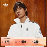 adidas复古风休闲梭织立领夹克外套男女秋季阿迪达斯官方三叶草   亮白   S