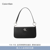 Calvin Klein女包优雅休闲通勤风ck金属字母拉链单肩包腋下包法棍包礼物 4F3458G-UB1-太空黑 OS