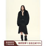付智恩 芦苇花 进口sagafurs狐狸毛皮草轻盈年轻感圆领毛毛外套女 黑色. 芬兰sagafurs狐狸毛 L