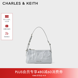 CHARLES&KEITH褶皱手提斜挎小方包腋下包女士生日礼物CK2-80160183 CK2-80160183Grey灰色 S