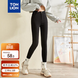 唐狮（TonLion）2021打底裤女外穿裤高腰小黑裤铅笔小脚紧身 黑色无绒/一批 M 