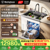 西屋集成水槽洗碗机超声波果蔬清洗家用双层上下分层洗嵌入式碗柜14套洗碗机一体机 JCX-S9L 白色900mm水槽+净水器 可选左右洗碗机