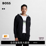 雨果博斯BOSS 【 经典款】男士弹力棉质拉链连帽直筒卫衣 001-黑色 L