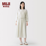 MUJI女式 轻盈 平纹套头连衣裙女装裙子长裙 26年春季连身裙 BC2QXC6S 米白色条纹 S (155/80A)