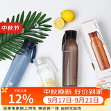 乐扣乐扣（LOCK&LOCK）夏季运动水杯简约塑料杯户外便携水壶男女学生杯子棕色550ML