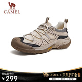 骆驼（CAMEL）踏山男士户外登山复古网面休闲低帮徒步鞋 G14S342046 杏色 40