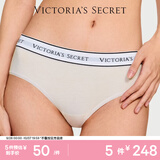 维多利亚的秘密维密棉质舒适内裤logo腰带中腰女三角裤简约 68H0米白色-6819 11256819 1条 S