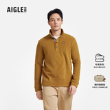 AIGLE艾高抓绒衣经典款POLARTEC户外保暖休闲半拉链上衣男 烟草色 BE483 XL (185/100A)