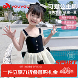 梵迪拉（F.DYRAA）儿童泳衣女童连体公主裙可爱女孩泡温泉幼儿宝宝游泳32643黑色3XL