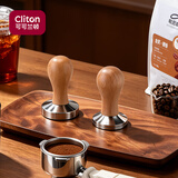 CLITON咖啡压粉器木柄压粉锤意式咖啡机通用手柄布粉器58mm