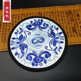 藤缠树中国风刺绣布艺茶杯垫民间特色绣花工艺出国礼品送老外小礼物 青花瓷配盒子包装