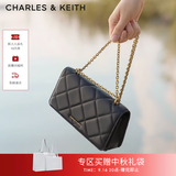 CHARLES&KEITH质感菱格链条小方钱包女包包女包生日礼物送女友CK6-10680924 Black黑色 XS