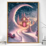 帕提拉（patila）雪景童话屋城堡5d钻石画满钻十字绣2023新款钻石贴画手工diy带框 K款 圆钻 画心30x40-带白框-彩盒装