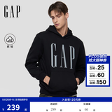GAP男女装秋季logo印花抓绒宽松套头连帽衫卫衣786923 黑色 M (170/92A) 亚洲尺码