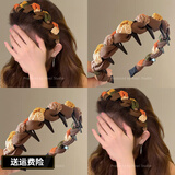 BARY REEF甜美百搭齿梳防滑发箍女秋冬复古日常外戴高颅顶发卡头箍发饰头饰 彩咖色齿梳发箍