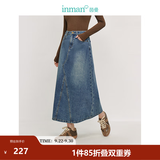 茵曼（INMAN）【100%棉】绣花衬衫女2026秋季女装新款白色立领休闲宽松长袖衬衣 牛仔蓝半身裙-18438189 L （裤子 28码）