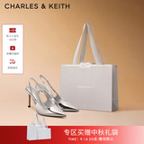 CHARLES&KEITH质感链条尖头高跟凉鞋子女鞋生日礼物送女友CK1-60280377 Silver银色 37 (235)