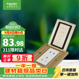 施耐德 地插座隐藏式地面插座86型 E228开启式五孔地插金色 (不含底盒）