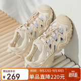 骆驼（CAMEL）丑萌登山鞋女时尚撞色户外休闲鞋 L24M076602 米/银/黄 36
