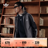 adidas通勤百搭经典休闲运动连帽夹克外套男女春夏阿迪达斯三叶草 深灰   M
