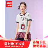 IEF/爱依服2026夏季通勤新款韩版时尚日常休闲百搭拼色设计感T恤 白花灰 S