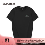 斯凯奇（Skechers）T恤男女款短袖简约透气百搭情侣运动上衣 碳黑/0018 S