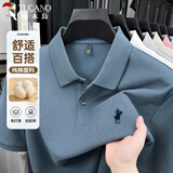 啄木鸟（TUCANO）短袖t恤男士纯棉商务通勤翻领polo衫刺绣上衣服爸爸男装 深灰XL