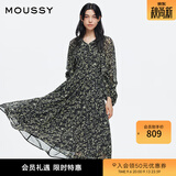 moussy 【刘亦菲同款】南法度假风碎花浪漫优雅连衣裙028ISX33-3711 020黑色 M