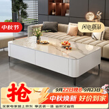 尚蒂岚岩板茶几客厅小户型家用小茶几轻奢高级感落地长方形电视柜组合 120*60【加厚】雪山白岩板|白柜