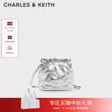 CHARLES&KEITH迷你菱格流浪包单肩斜挎双肩包包女包生日礼物送女友CK2-60782390 【S号】Silver银色 S