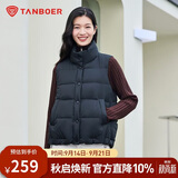坦博尔羽绒服马甲女立领宽松外搭短款羽绒背心外套TD236006 黑色 165