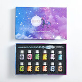 别颖 星空玻璃笔 复古创意水晶蘸水手账笔彩色墨水沾水漫画礼盒套装六一儿童节礼物 自由星空大-零露